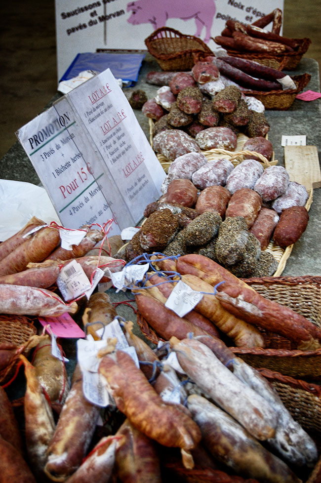 Beaune market day saucisson