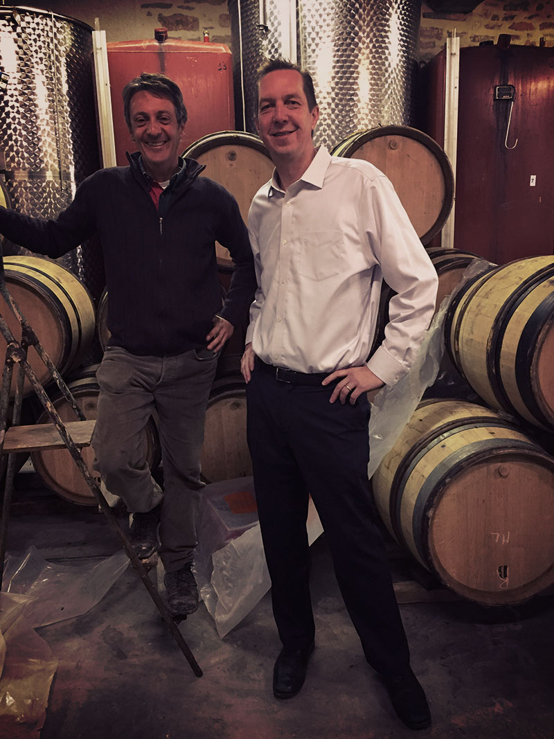 François and Jason goofing around at Domaine Buisson-Battault.