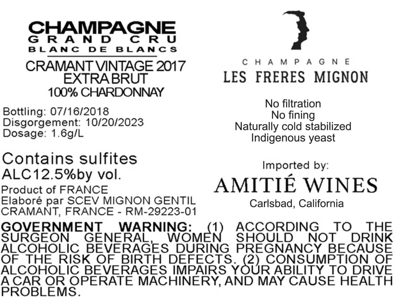 Les Freres Mignon 2017 'Terroir de Cramant' Blanc des Blancs Champagne