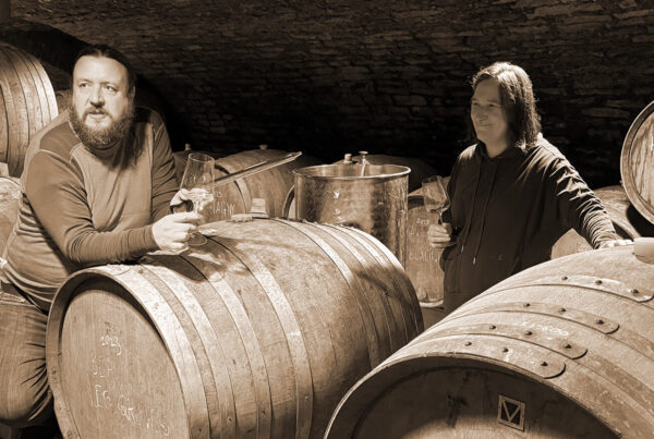 Le Grappin in the Cellar at their winery in the Hautes-Côtes de Beaune